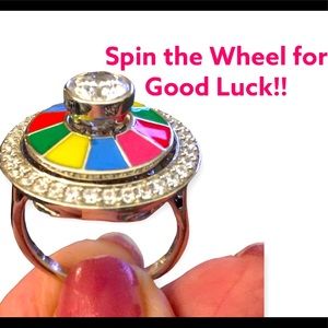 Good Fortune Ring with Zirconia from SWAROVSKI, Enameled Wheel, Sterling Silver